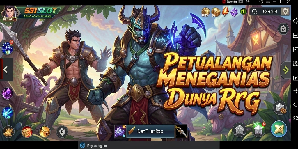 Tangkapan layar permainan 531SLOT menampilkan pertarungan seru dalam RPG.