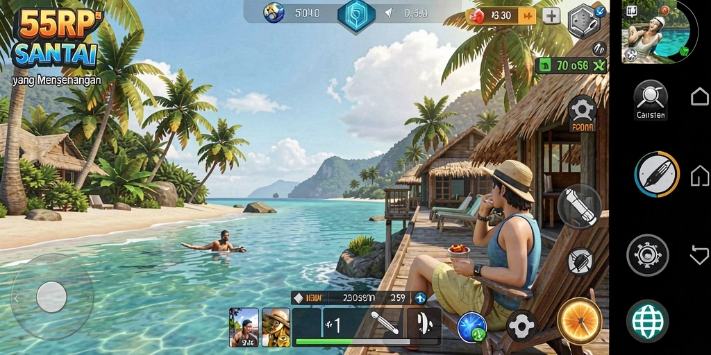 Screenshot 55RP menunjukkan gameplay yang menyenangkan dan interaktif.