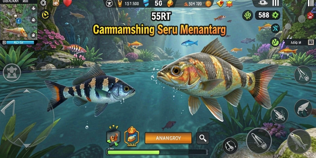 Screenshot utama 55RT menampilkan gameplay memancing yang mendebarkan.