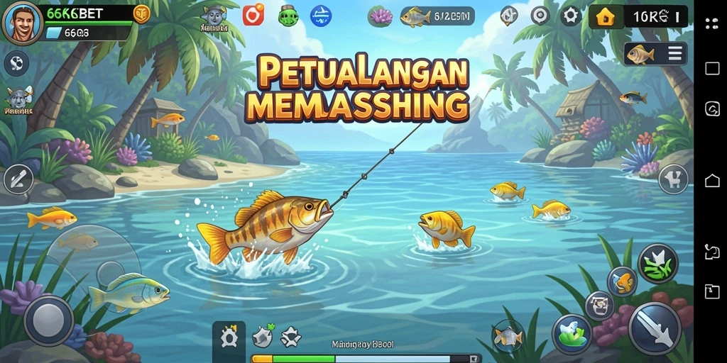Tampilan gameplay 66KBET yang menampilkan aksi memancing seru.