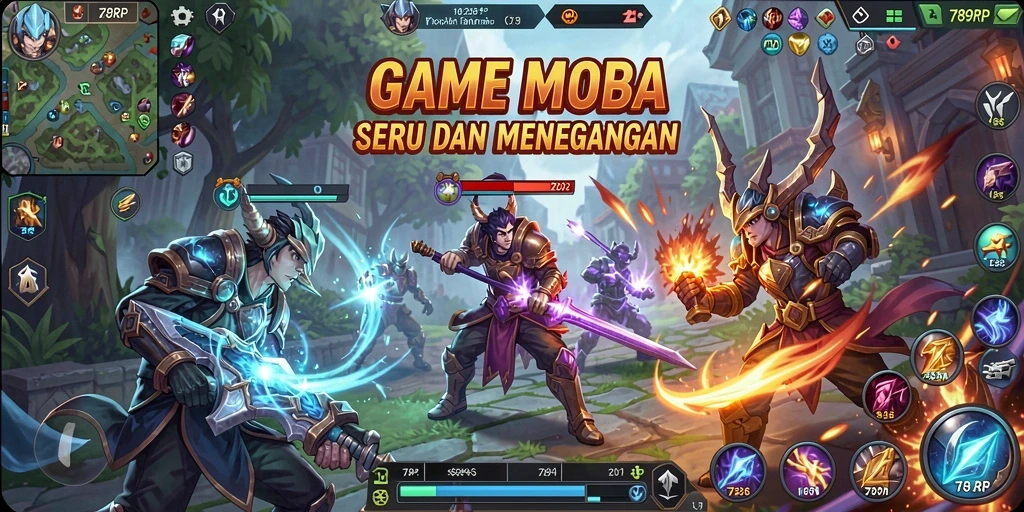 Screenshot dari permainan seru 789RP dengan aksi MOBA yang intens.