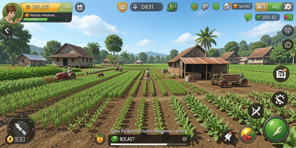 Screenshot BOLA07 menampilkan gameplay pertanian yang seru.