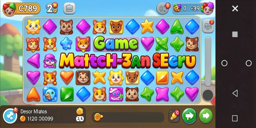 Tampilan menarik dari gameplay C789 dengan elemen Match-3.