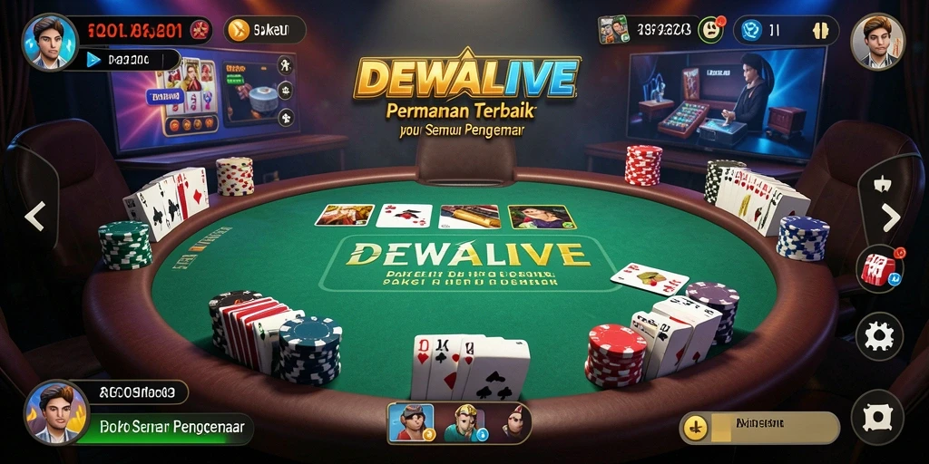 Tampilan menarik dari gameplay DEWALIVE saat bermain poker.