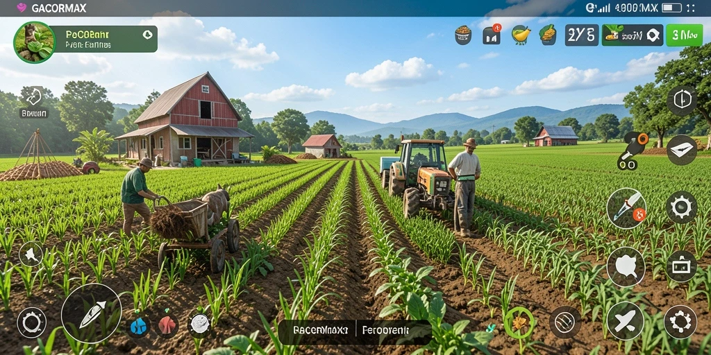 Tampilan gameplay GACORMAX menampilkan aktivitas bertani yang seru.