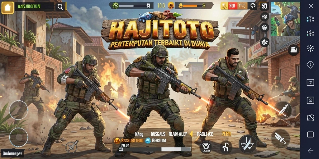 Screenshot gameplay HAJITOTO menampilkan pertempuran seru di peta luas.