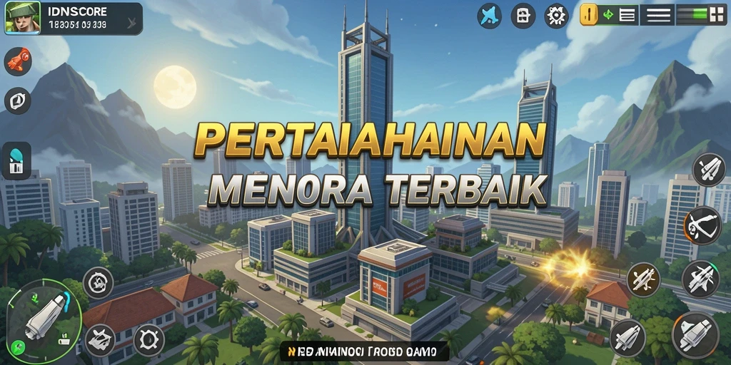 Tampilan menarik dari gameplay IDNSCORE yang seru di Tower Defense.