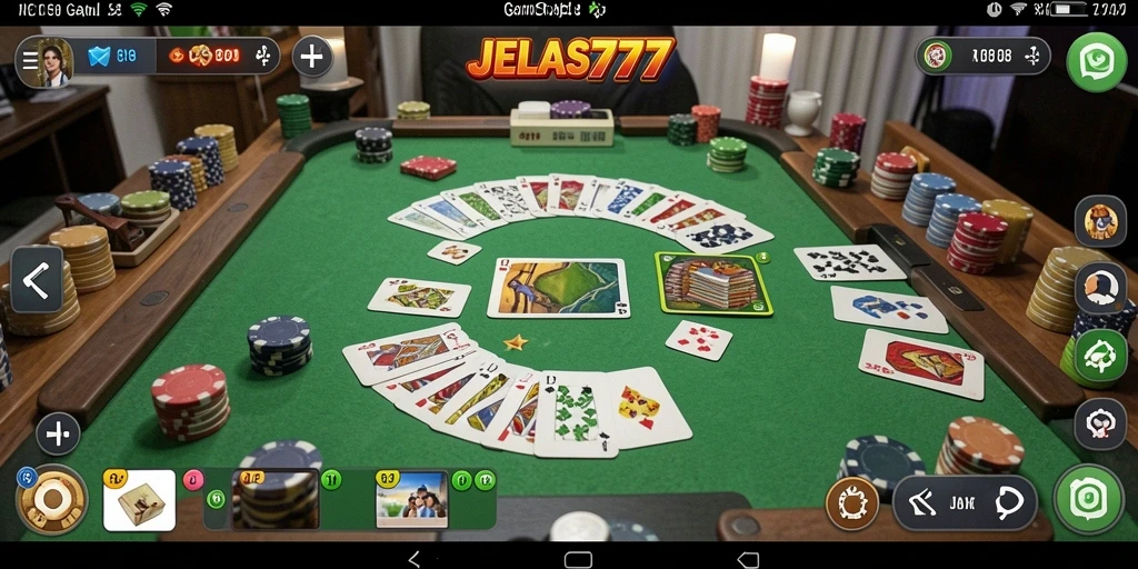 Screenshot utama JELAS777 menampilkan gameplay Gaple yang seru.