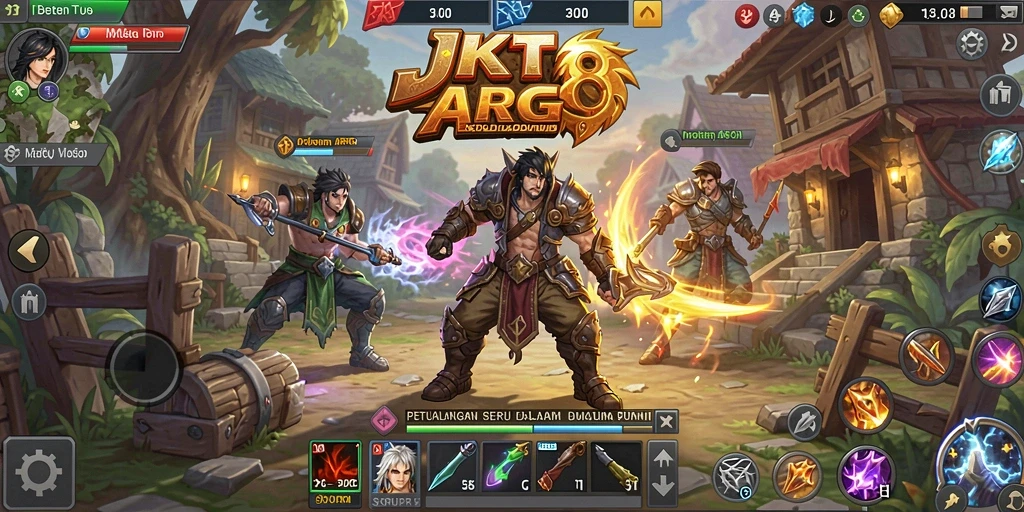 Tampilan gameplay JKT8 dengan aksi pertarungan yang mendebarkan.