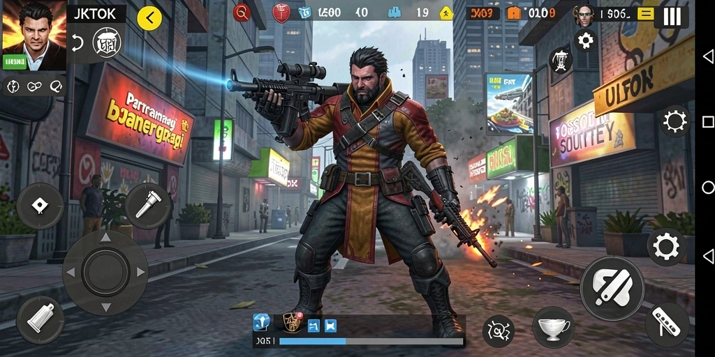 Screenshot menampilkan aksi intens dalam gameplay JKTOK
