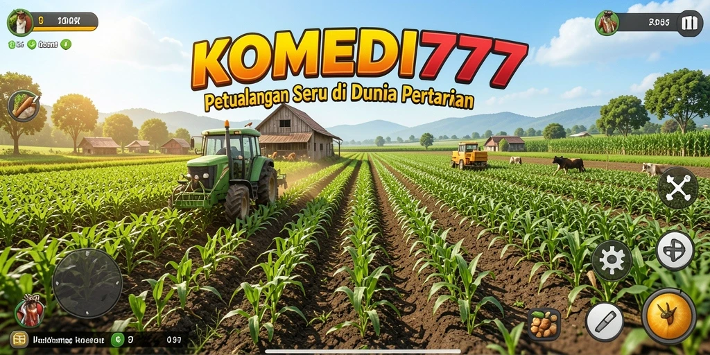 Screenshot utama KOMEDI77 menampilkan keseruan bertani.