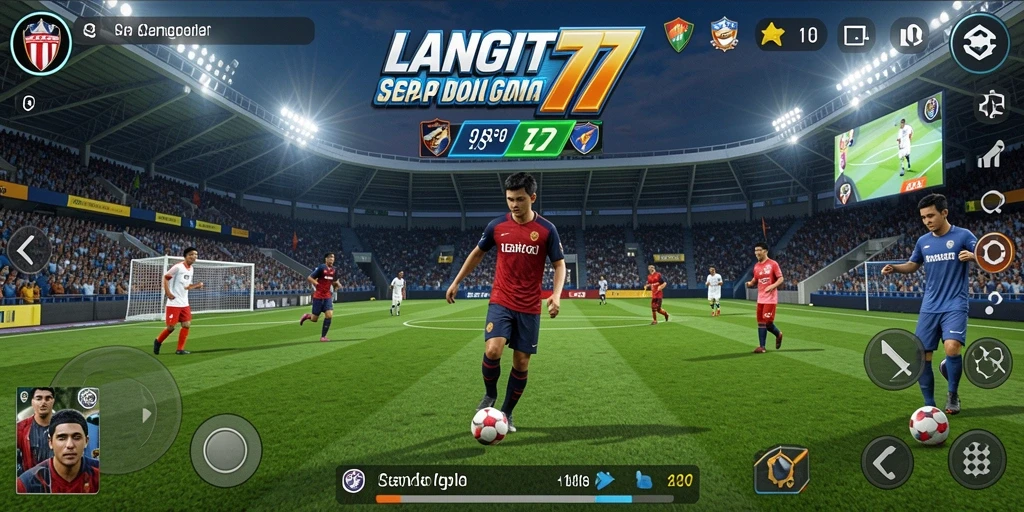Tangkapan layar LANGIT77 menampilkan gameplay sepak bola yang seru.