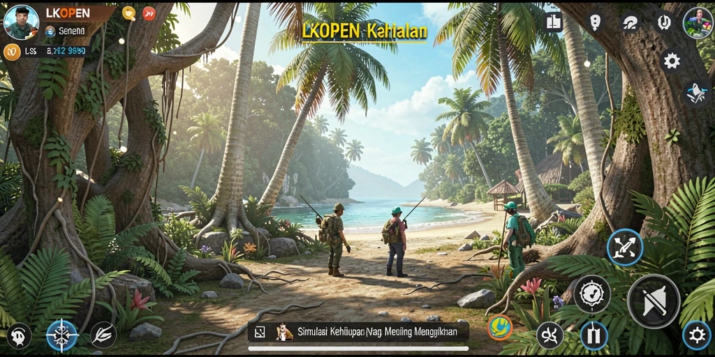 Screenshot dari gameplay LKOPEN yang menunjukkan interaksi karakter.
