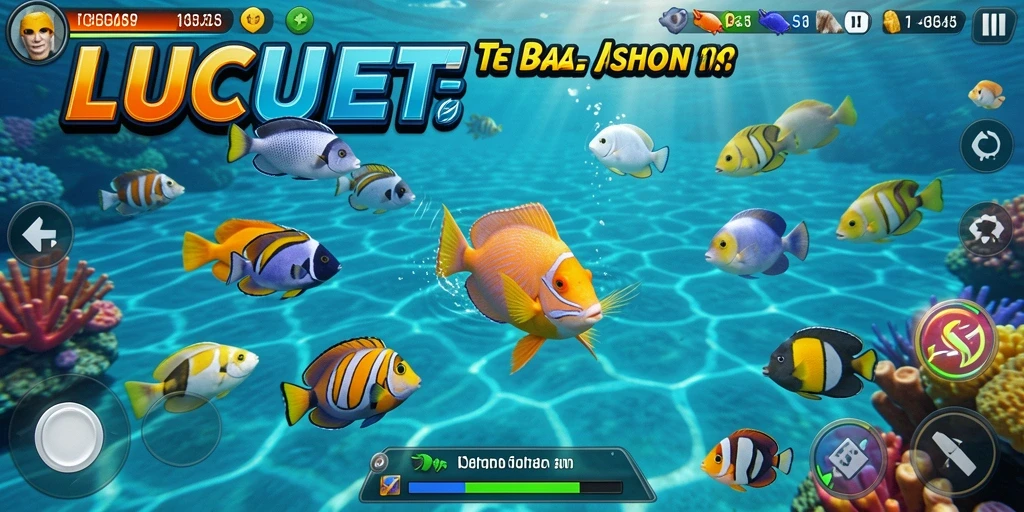 Tampilan gameplay LUCUBET menampilkan aksi menembak ikan yang menarik.