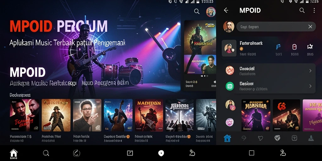 Tampilan gameplay MPOID saat mendengarkan musik dengan fitur lirik.