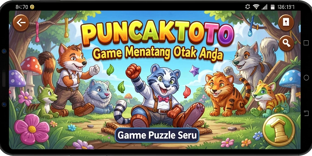 Screenshot gameplay PUNCAKTOTO menampilkan serunya menyelesaikan teka-teki.