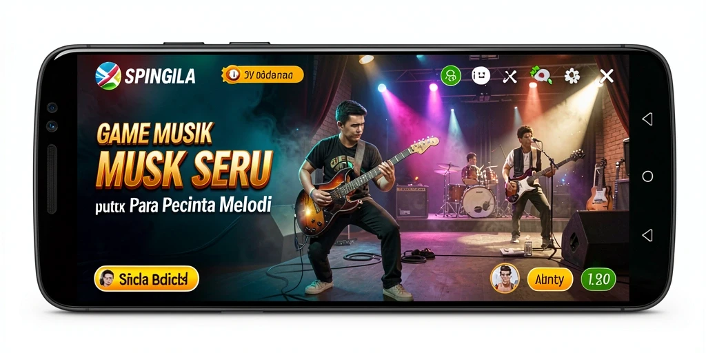 Tangkapan layar dari gameplay SPINGILA yang menampilkan keseruan bermain musik.