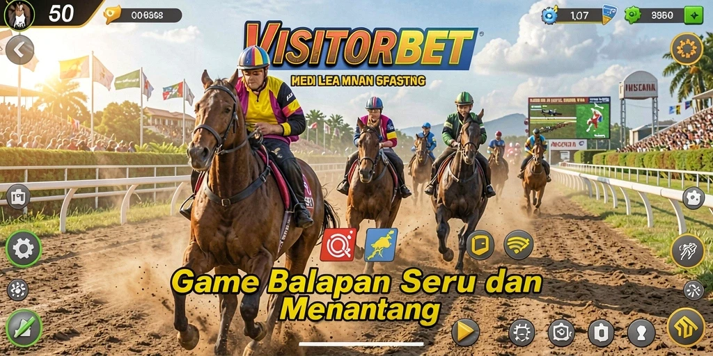 Tampilan gameplay balapan seru dalam VISITORBET dengan berbagai kendaraan dan lintasan.